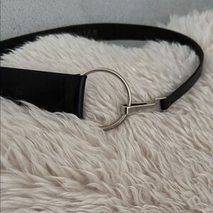 Danier Black Belt with Silver Ring Buckle